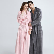 Load image into Gallery viewer, Extra Long Plus Size Winter Warm Coral Fleece Bathrobe Women Men