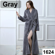 Load image into Gallery viewer, Extra Long Plus Size Winter Warm Coral Fleece Bathrobe Women Men