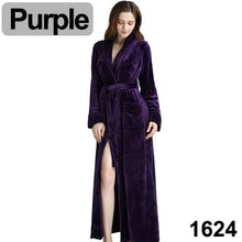 Load image into Gallery viewer, Extra Long Plus Size Winter Warm Coral Fleece Bathrobe Women Men