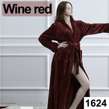 Load image into Gallery viewer, Extra Long Plus Size Winter Warm Coral Fleece Bathrobe Women Men