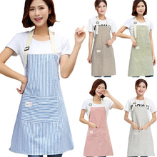 Load image into Gallery viewer, Brief Adjustable Cotton Linen Stripe Kitchen Apron