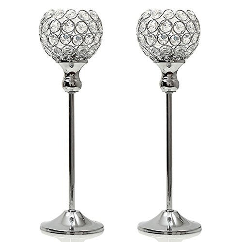 2pcs Silver Crystal Candle