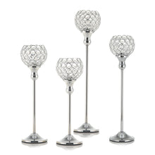 Load image into Gallery viewer, Pair Silver Crystal Vintage Candle