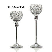 Load image into Gallery viewer, Pair Silver Crystal Vintage Candle
