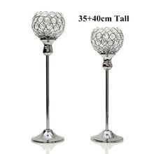 Load image into Gallery viewer, Pair Silver Crystal Vintage Candle