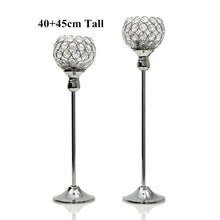 Load image into Gallery viewer, Pair Silver Crystal Vintage Candle