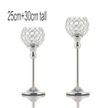 Load image into Gallery viewer, Pair Silver Crystal Vintage Candle