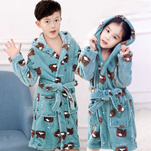 Load image into Gallery viewer, High Quality Flannel Bath Robe for Children Kids Hooded Bathrobes
