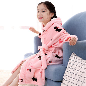 High Quality Flannel Bath Robe for Children Kids Hooded Bathrobes