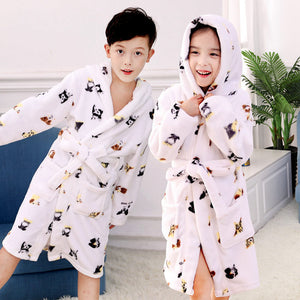 High Quality Flannel Bath Robe for Children Kids Hooded Bathrobes