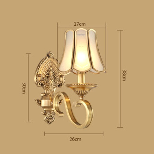 HGhomeart Pure Copper Vintage Wall Lamp